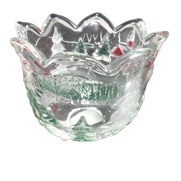 Mikasa Holiday Landscape Christmas Votive Candle Holder 3" SA610/594 NOS Candy - Picture 4 of 13